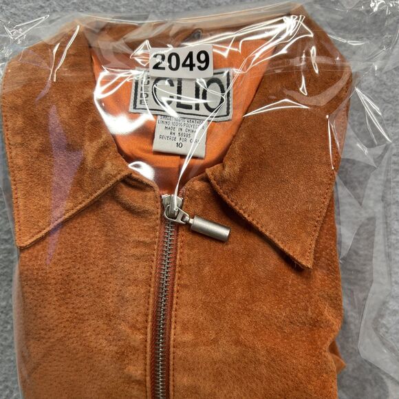 Clio Full Zip Suede Jacket 10 Orange Retro Rock Western Rodeo Cozy Chic Boho - Picture 12 of 12